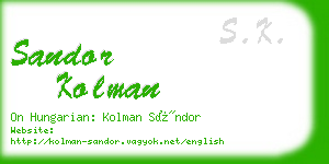 sandor kolman business card